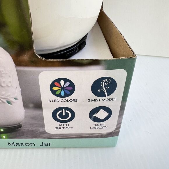 AIROME' ESSENTIAL OIL ULTRASONIC DIFFUSER w/LED - Mason Jar - Picture 3 of 8